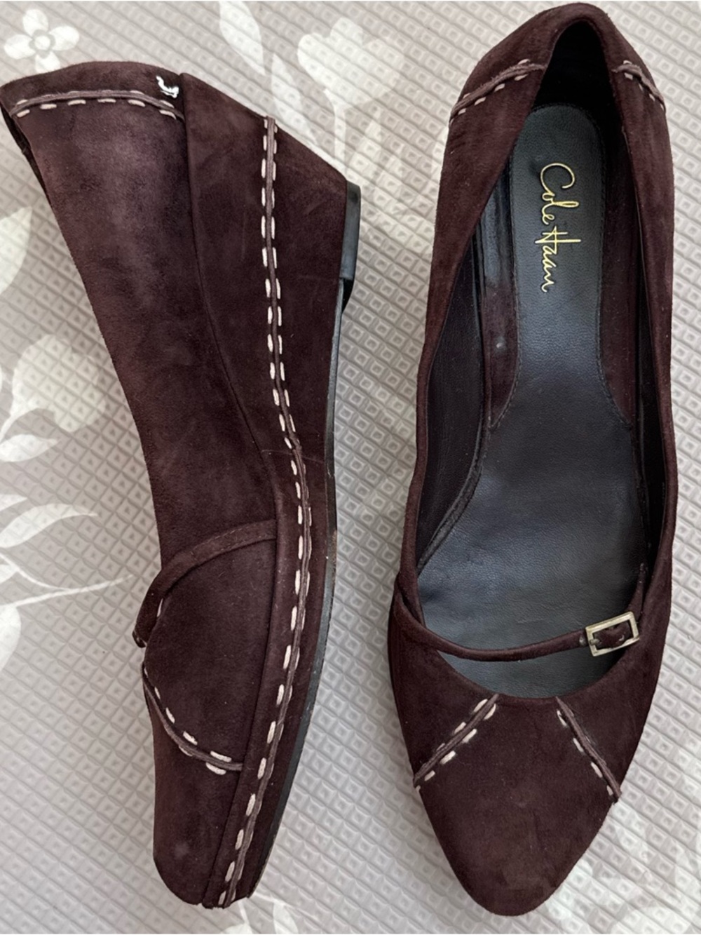 Cole Haan Women's Dark Brown Suede Pointed-Toe Wedge Heel Size 10